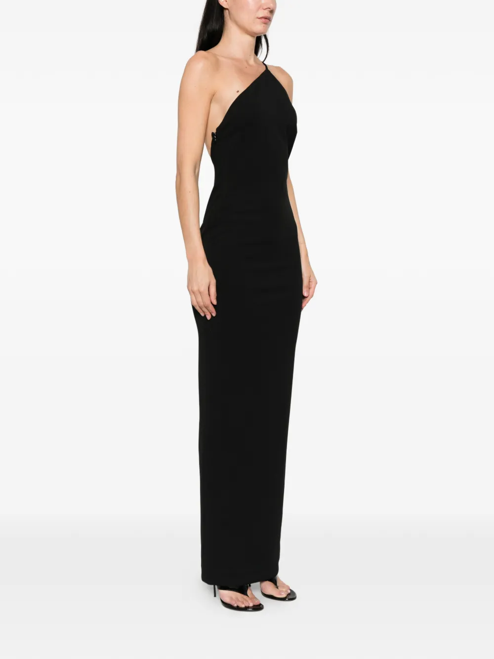 Solace London Alexandra maxi-jurk met asymmetrisch bandje Zwart