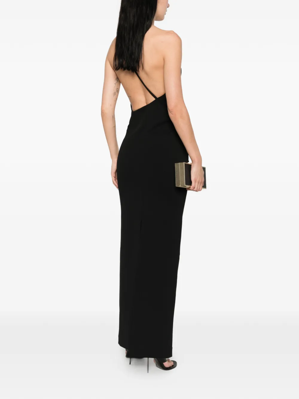 Solace London Alexandra maxi-jurk met asymmetrisch bandje Zwart