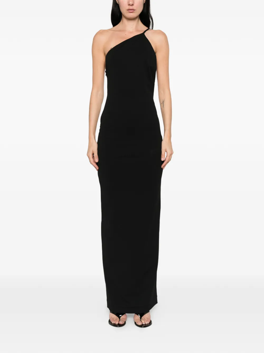 Solace London Alexandra maxi-jurk met asymmetrisch bandje Zwart