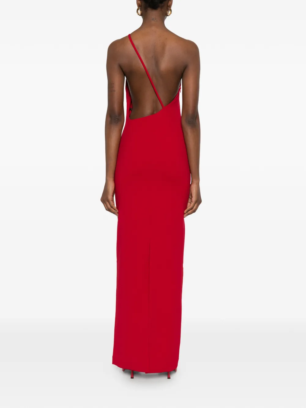 solace london dress CASSIA This The Charo style is cut from satin Alba one-shoulder crystal-embellished faille gown