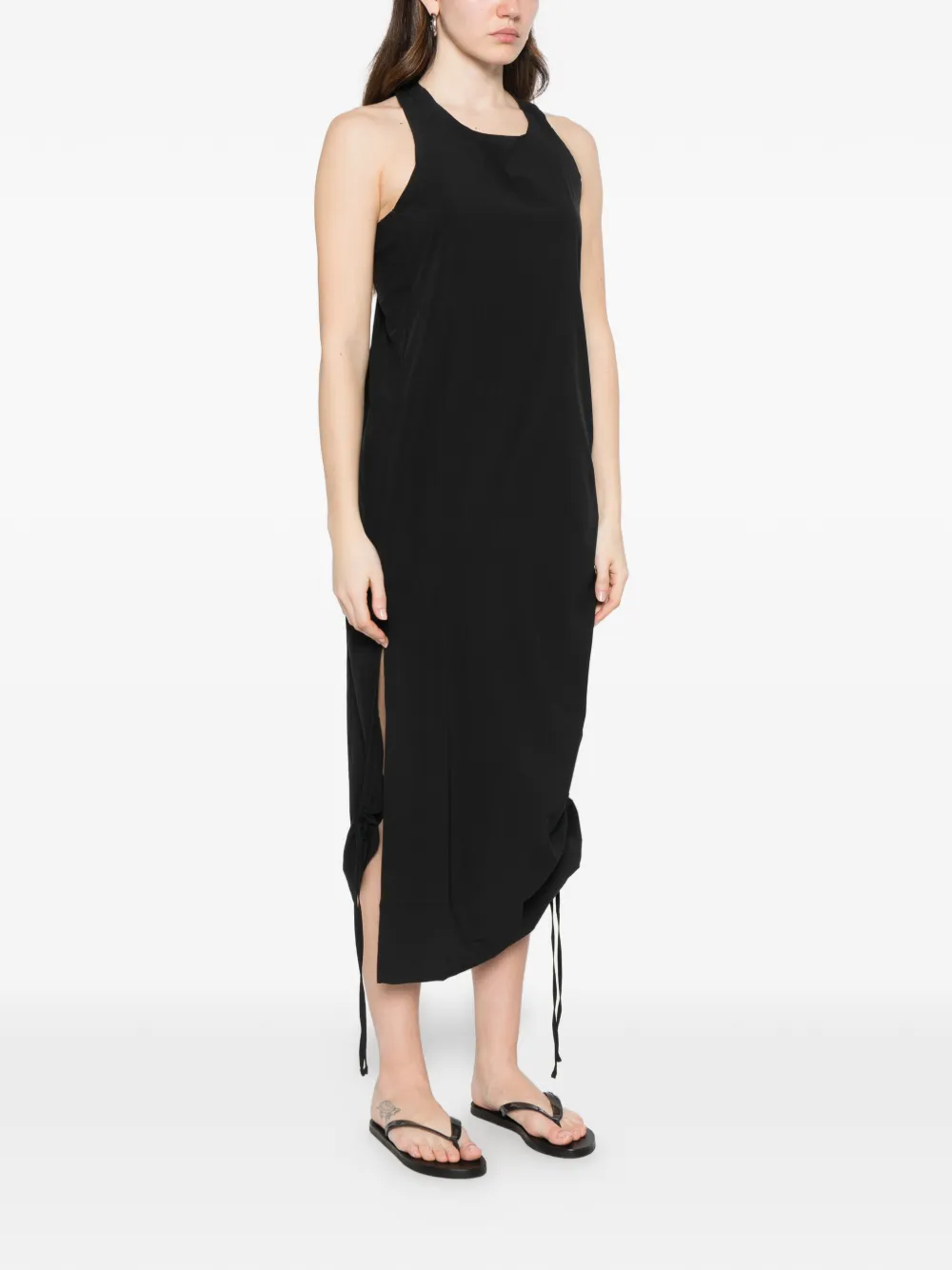Y-3 x Yohju Yamamoto Racer Cinch mouwloze midi-jurk Zwart