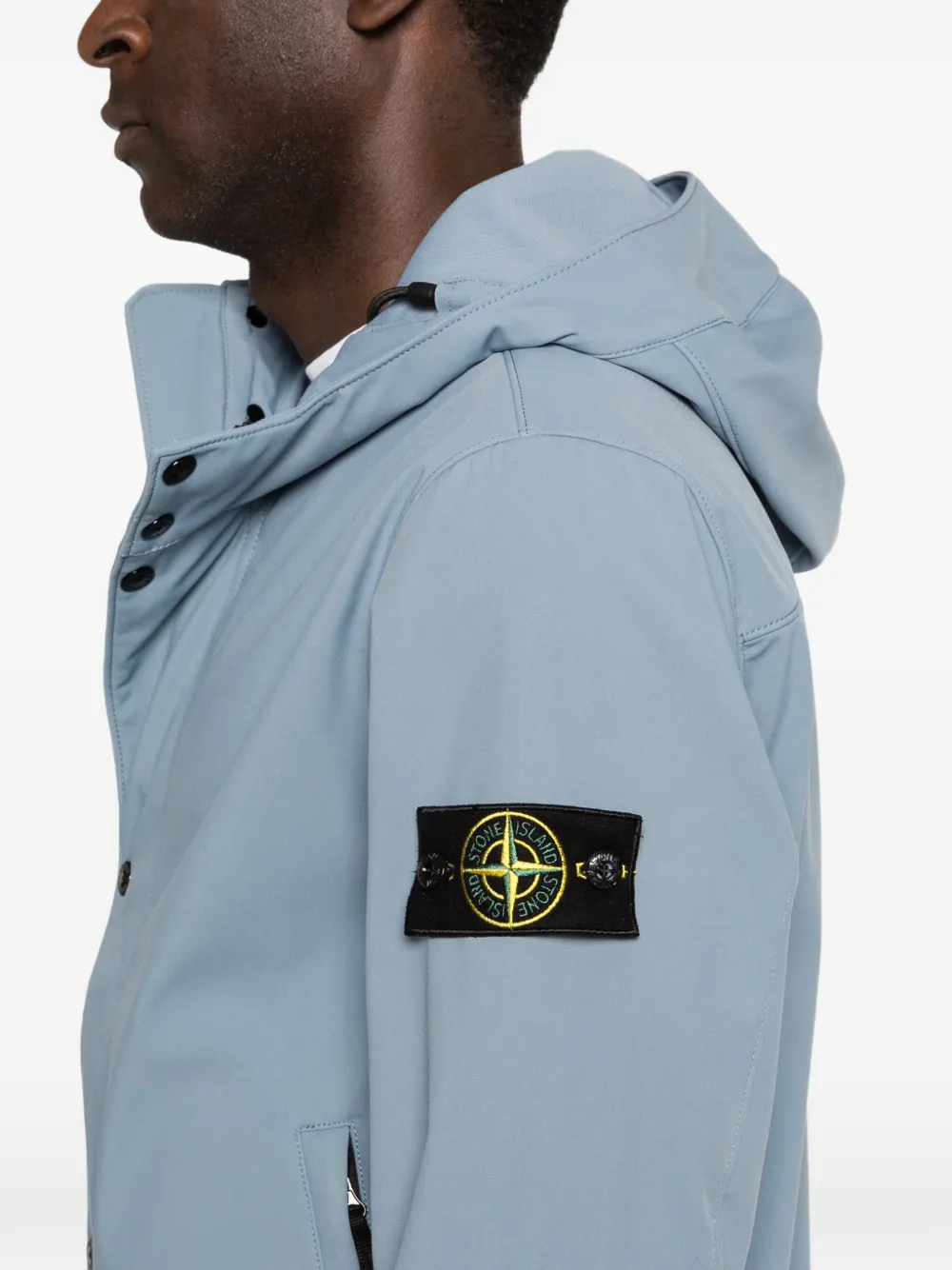 Stone Island Jack met capuchon en logopatch Blauw