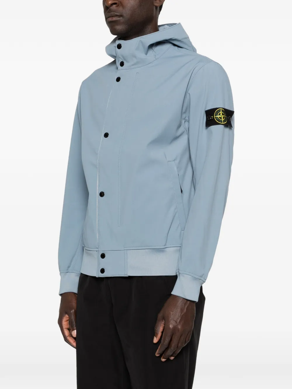 Stone Island Jack met capuchon en logopatch Blauw