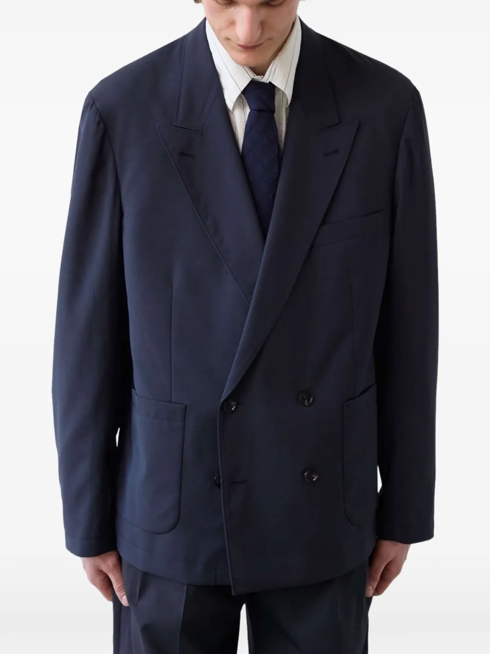 Carter Young Kirk unstructured double-breasted blazer - Blue