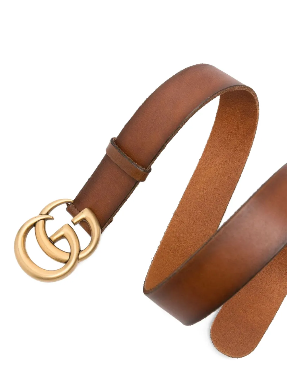  Gucci Gg Marmont Leather Belt - Brown 