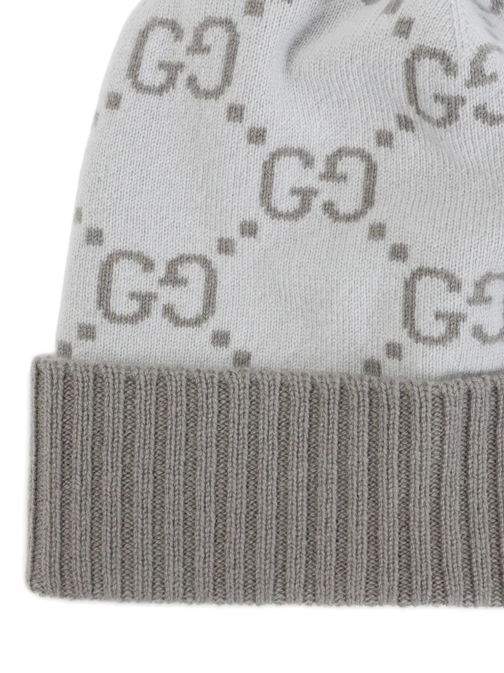  Gucci Gg-jacquard Ribbed-knit Beanie Hat - Grey 
