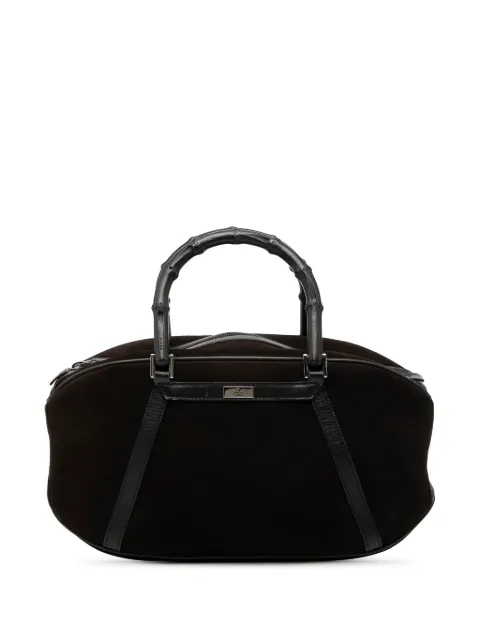 Gucci Pre-Owned håndtaske i ruskind og bambus fra 2000-2015