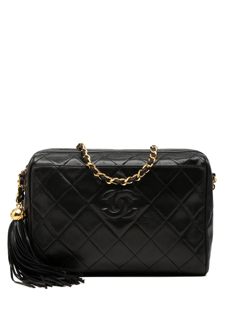 CHANEL Pre-Owned 1994-1996 CC Diamond Quilted Lambskin Tassel Camera Bag crossbody bag - Nero