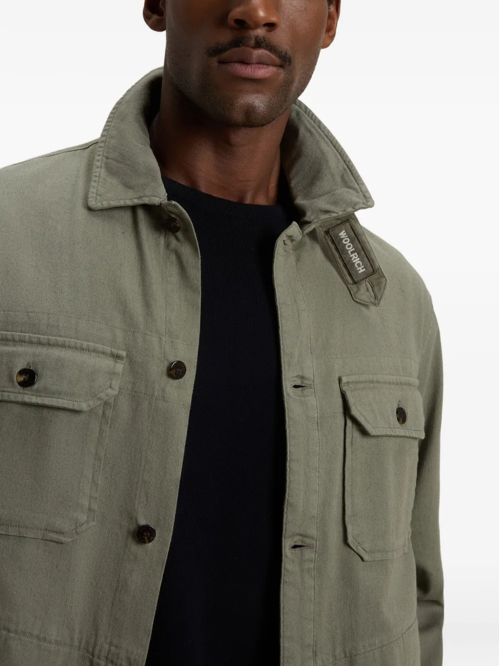 Woolrich Shirtjack met geverfde stof Groen