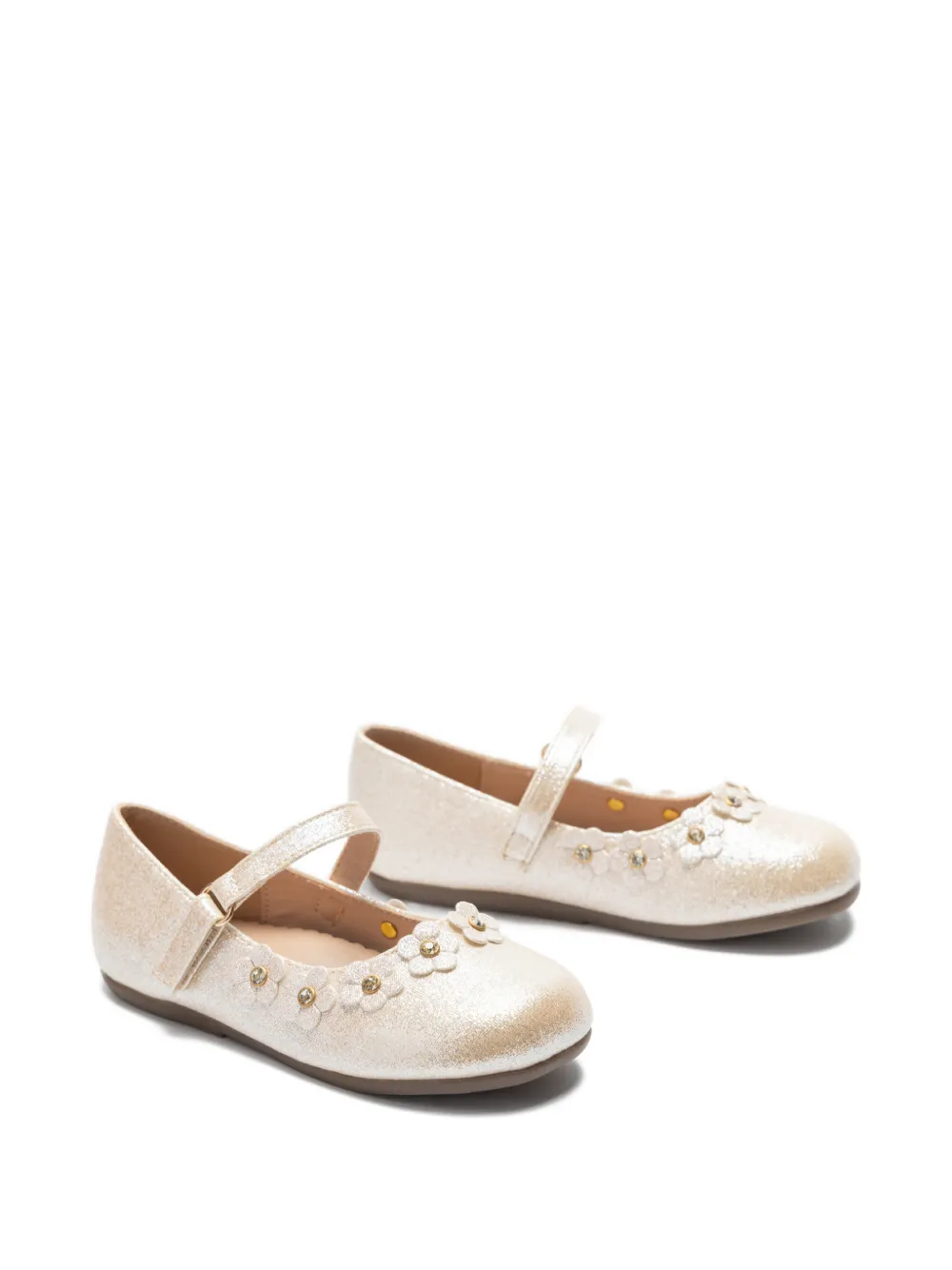 Tulleen Aurelia ballerina's met bloemenprint Goud