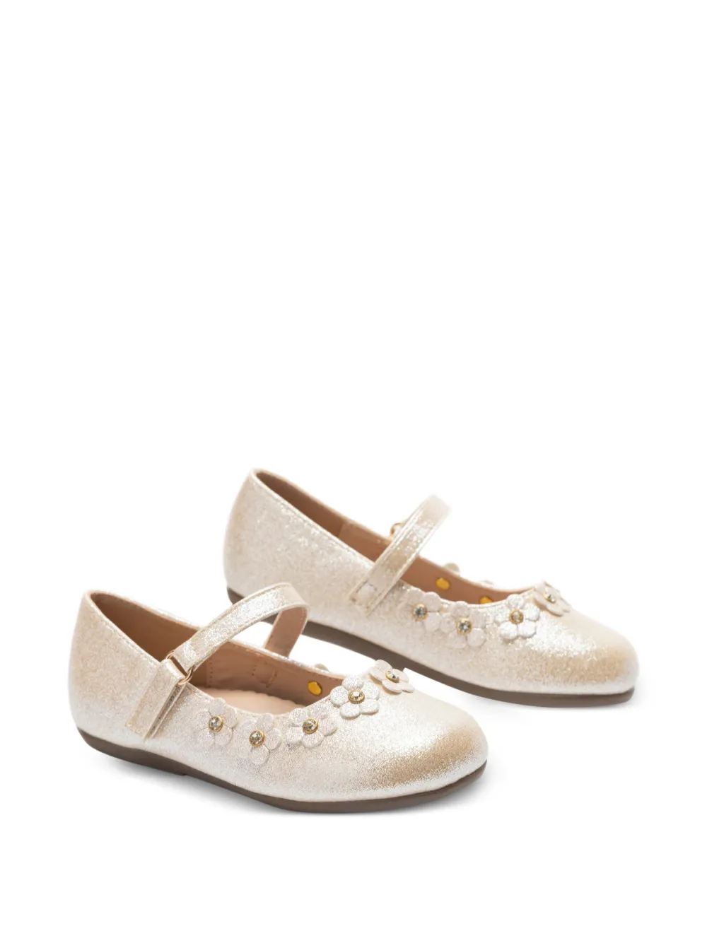 Tulleen Aurelia ballerina's met bloemenprint Goud