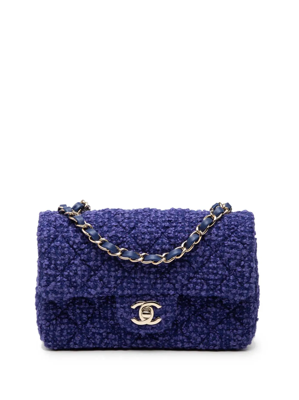 CHANEL Pre-Owned 2021-2025 Mini Rectangular Classic Tweed Single Flap crossbody bag - Blu