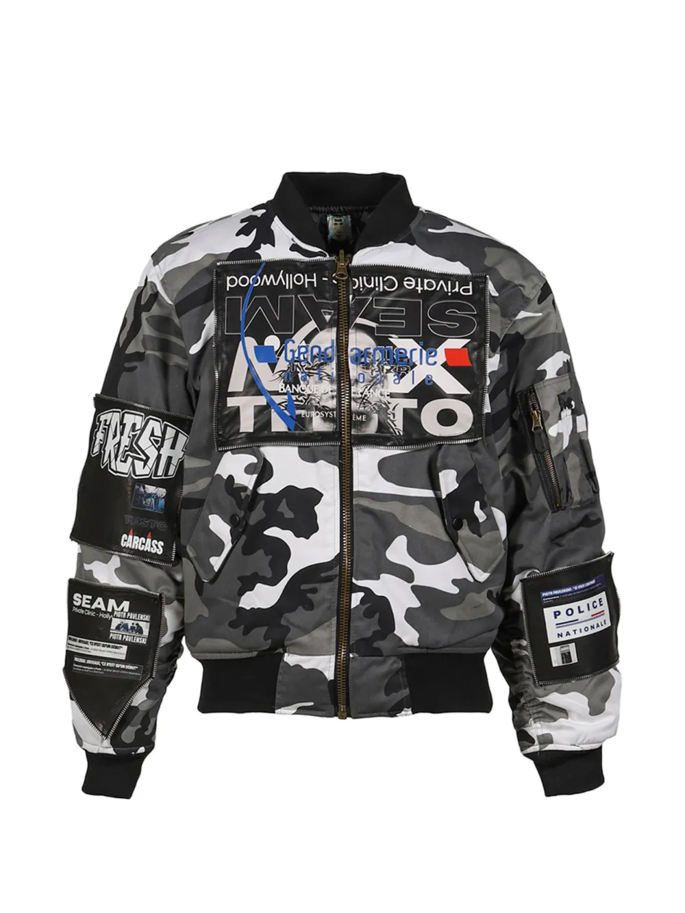 COUCOUBEBE 75018 Testo Nationale patched bomber jacket - Grau