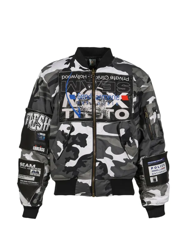 COUCOUBEBE 75018 Testo Nationale Patched Bomber Jacket | グレー 