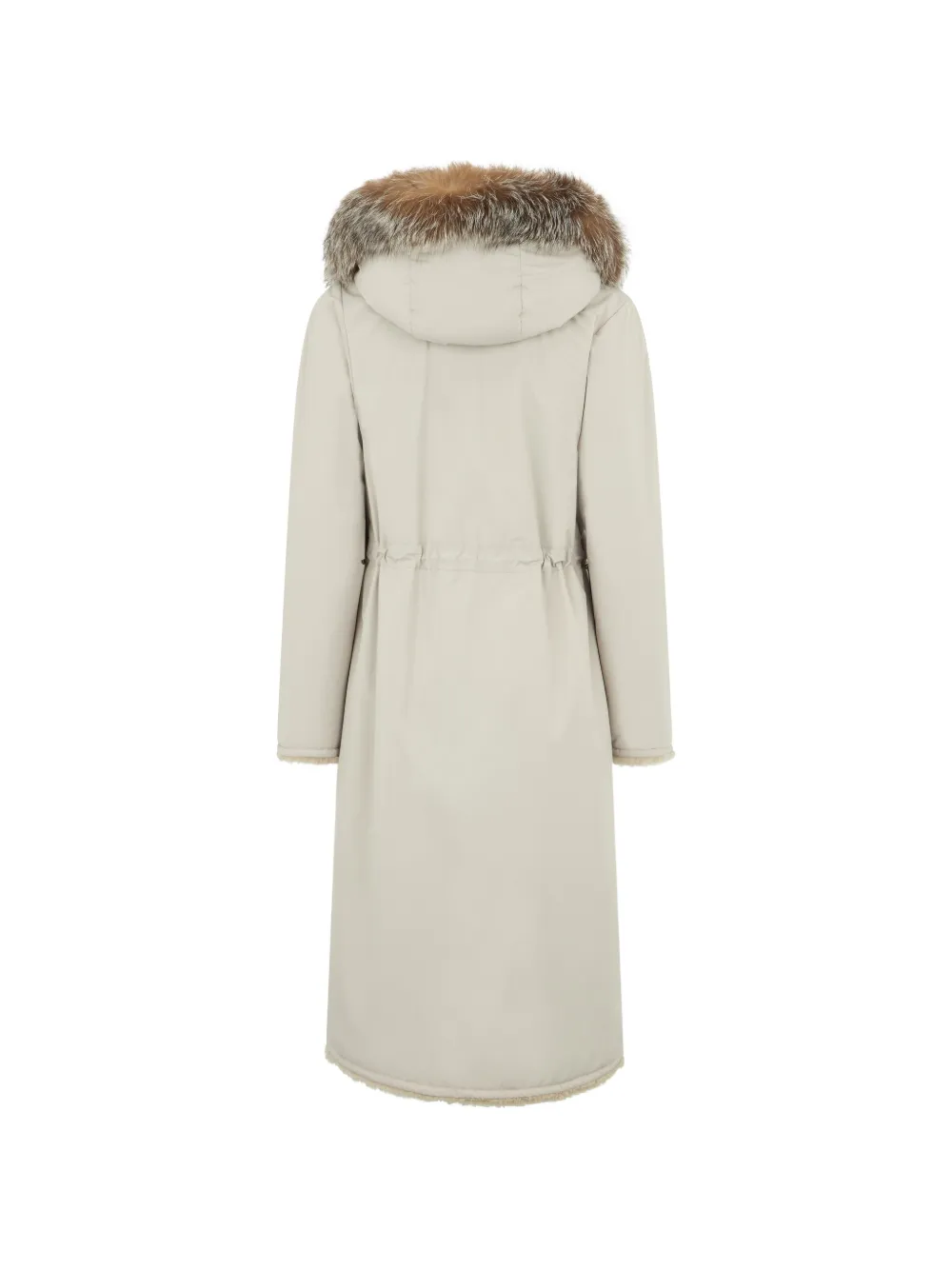  Moorer Fur Collar Double-breasted Coat - Neutrals 