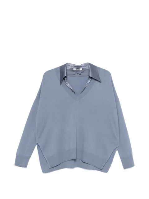 Max & Moi satin-collar V-neck sweater