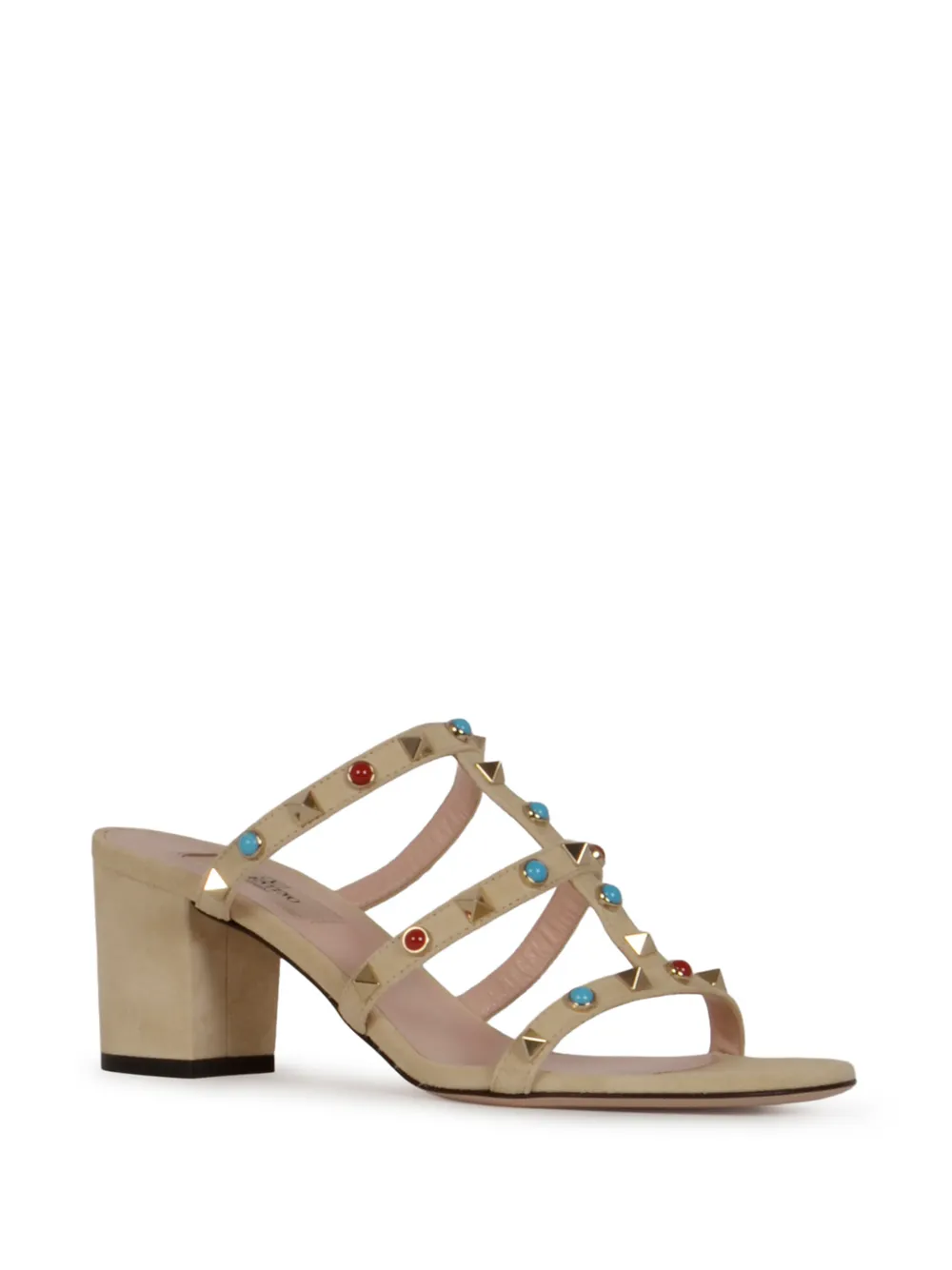 Valentino Garavani Sandalen verfraaid met studs bandje en hak Beige