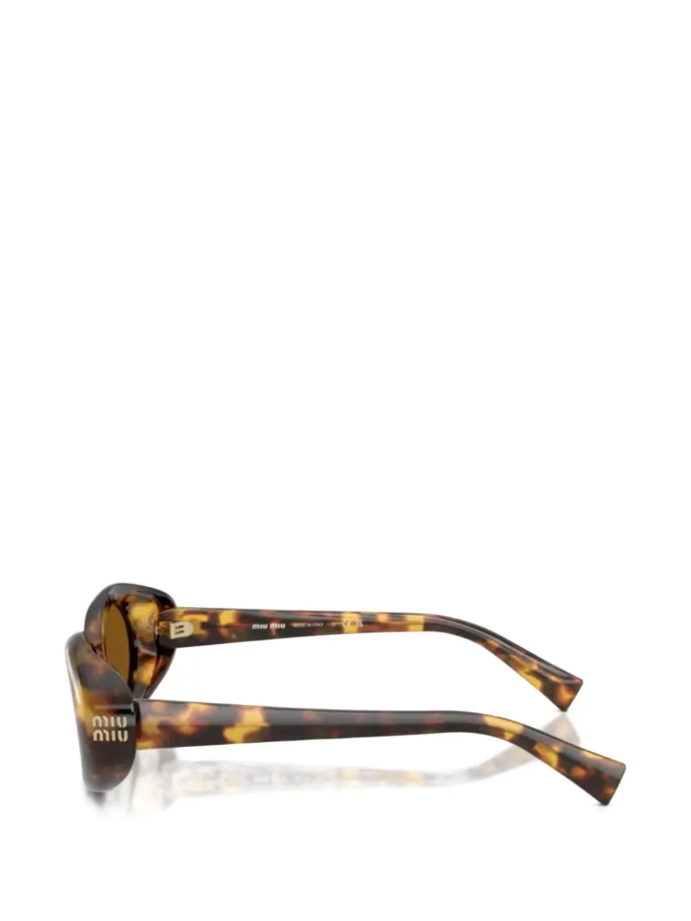  Miu Miu Eyewear Logo Oval-frame Sunglasses - Brown 