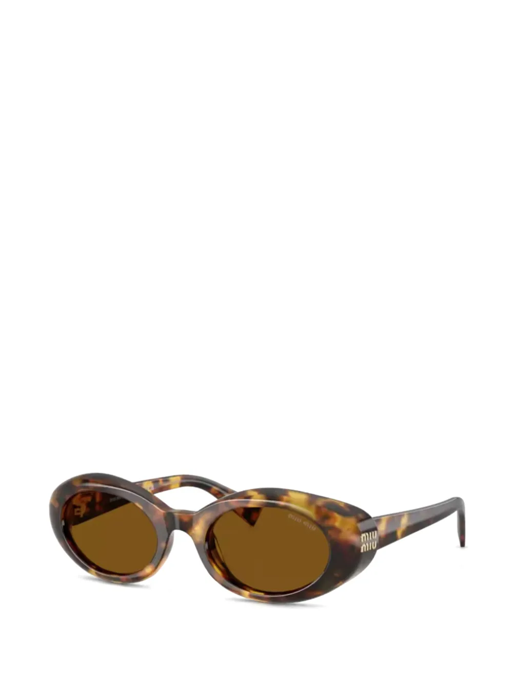  Miu Miu Eyewear Logo Oval-frame Sunglasses - Brown 