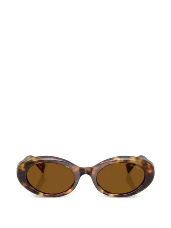 Miu Miu ブラウン オーバル型 サングラス Miu Miu Eyewear オーバルフレーム サングラス | ブラウン | FARFETCH JP