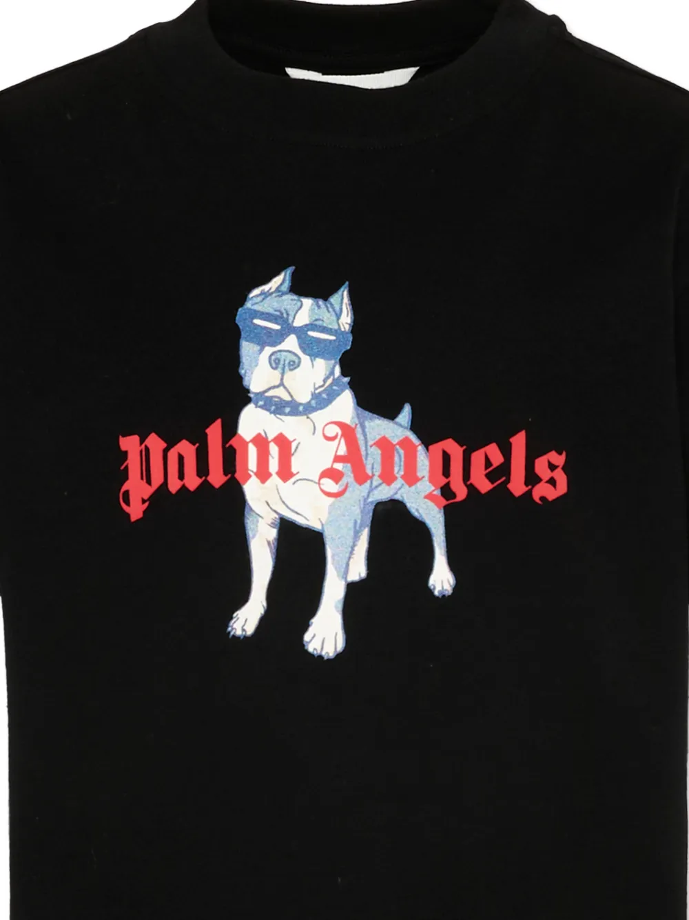 Palm Angels Kids T-shirt met honden- en logo-print Zwart