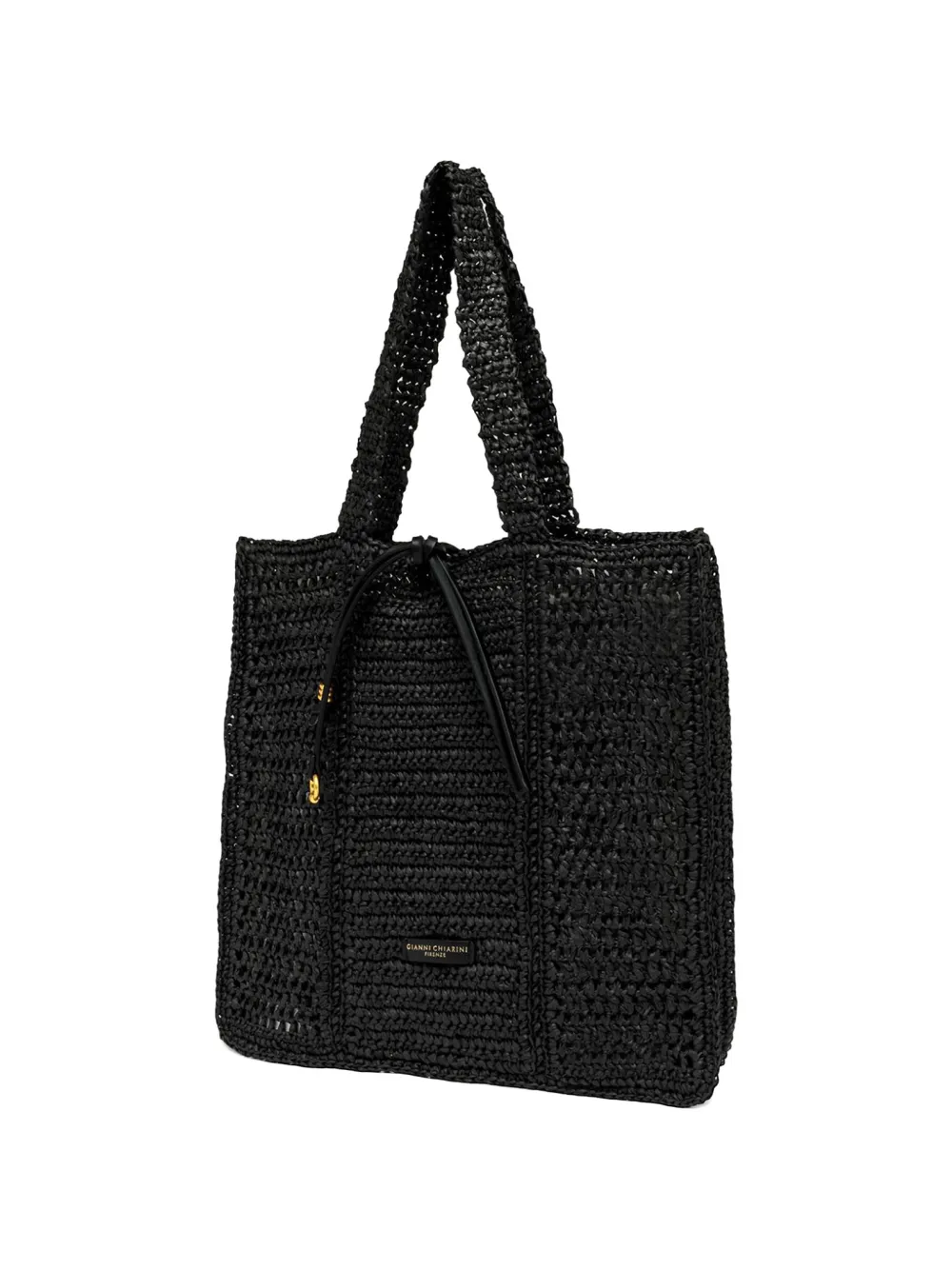  Gianni Chiarini Nefeli Crochet Drawstring Tote Bag - Black 