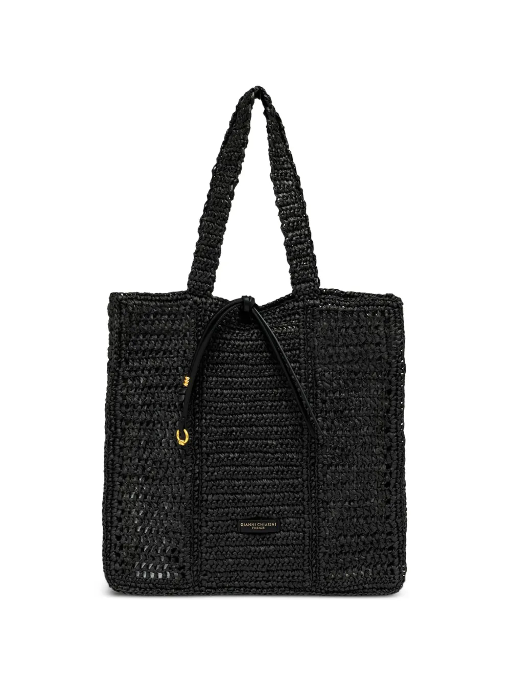 GIANNI CHIARINI Nefeli crochet drawstring tote bag - Nero
