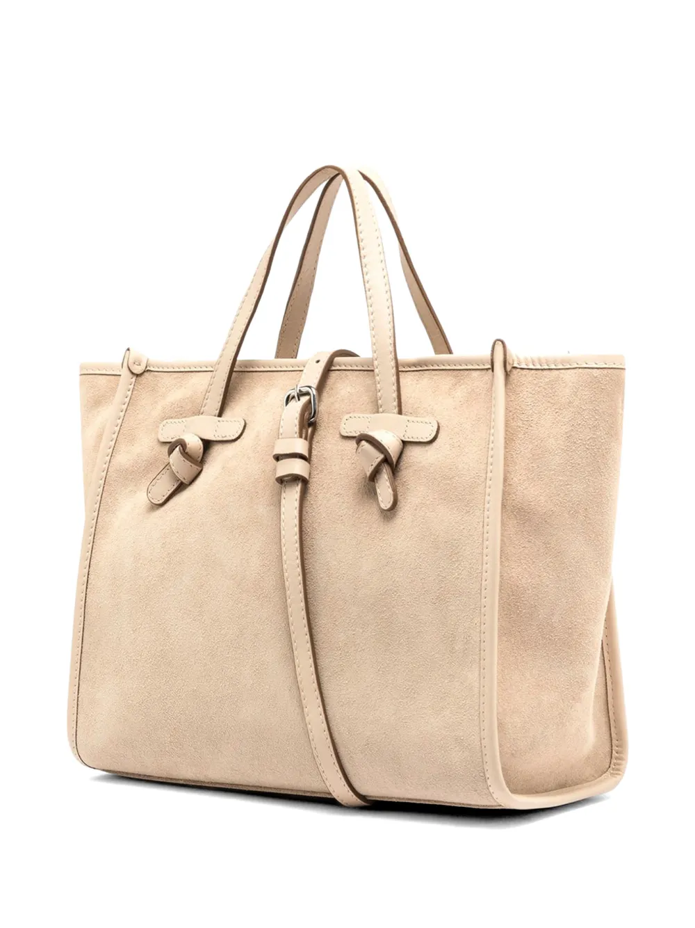 GIANNI CHIARINI Miss Marcella 32 suède shopper met contrasterende afwerking Beige