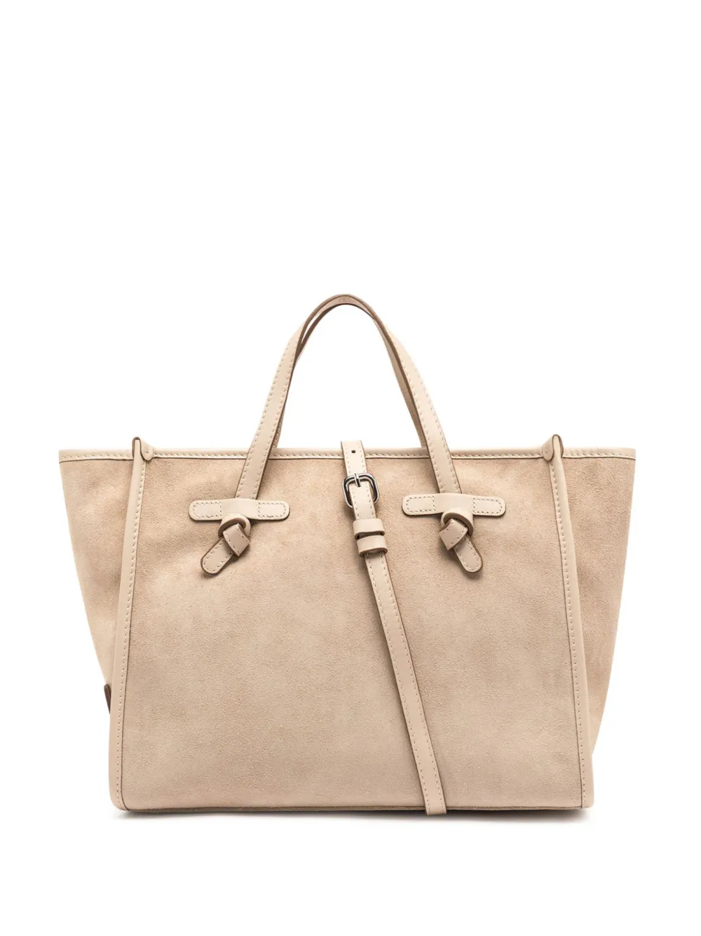GIANNI CHIARINI Miss Marcella 32 contrast trim suede tote bag - Toni neutri