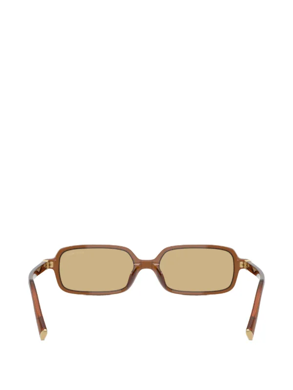MIU MIU ブラウン スクエア サングラス Miu Miu Eyewear スクエアフレーム サングラス | ブラウン | FARFETCH JP