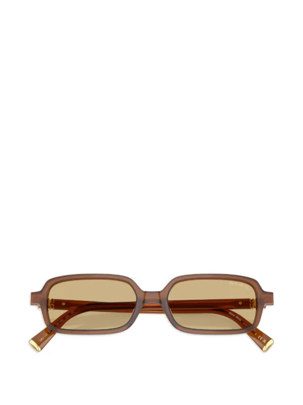 MIU MIU ブラウン スクエア サングラス Miu Miu Eyewear スクエアフレーム サングラス | ブラウン | FARFETCH JP