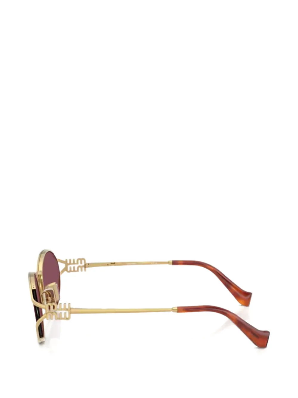  Miu Miu Eyewear Logo Sunglasses - Gold 