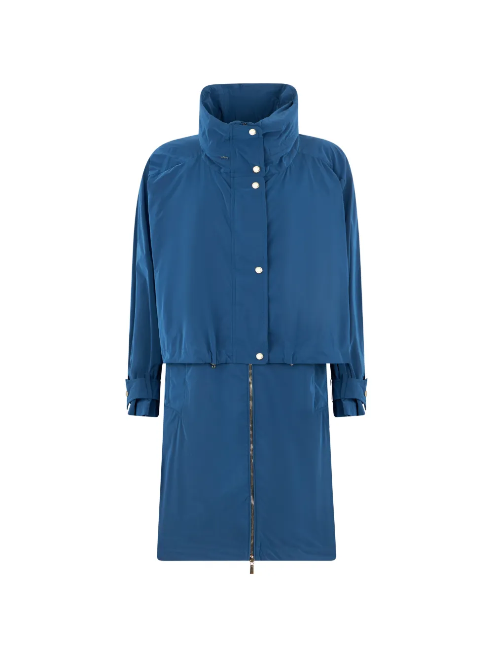 Moorer high-neck layered coat - Blue