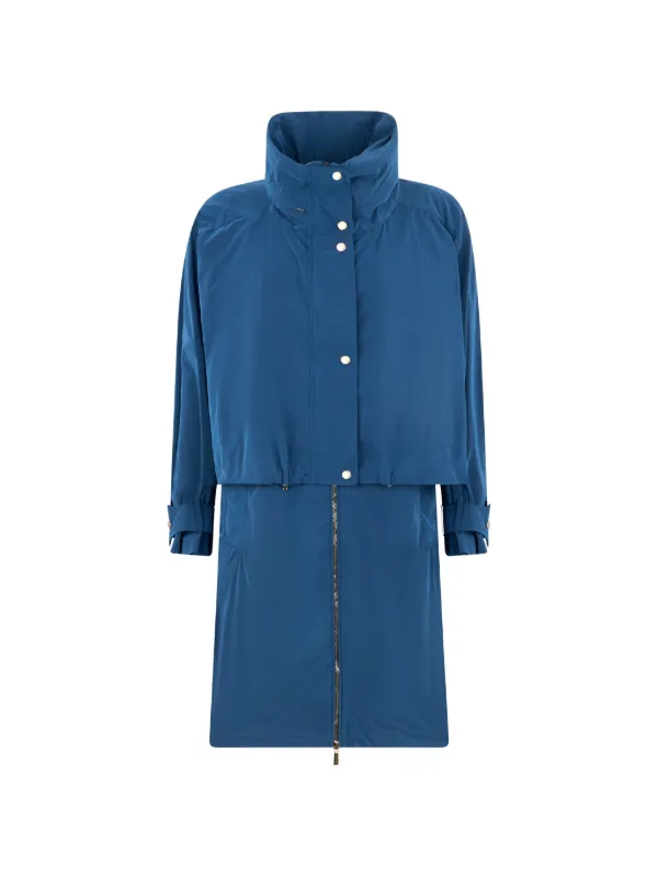 Moorer High-neck Layered Coat in Blue
