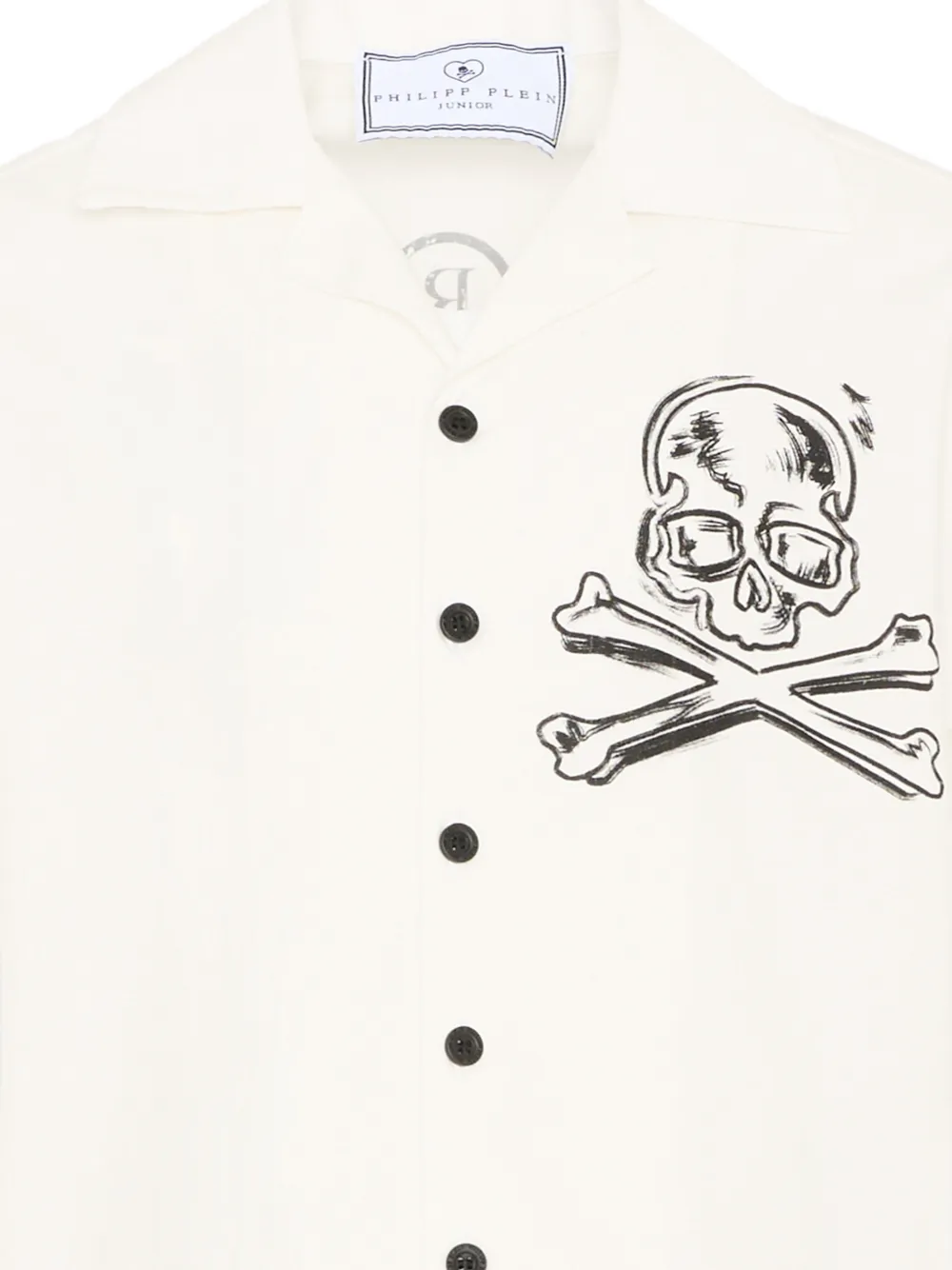 Philipp Plein Junior Shirt met doodskopprint en korte mouwen Beige
