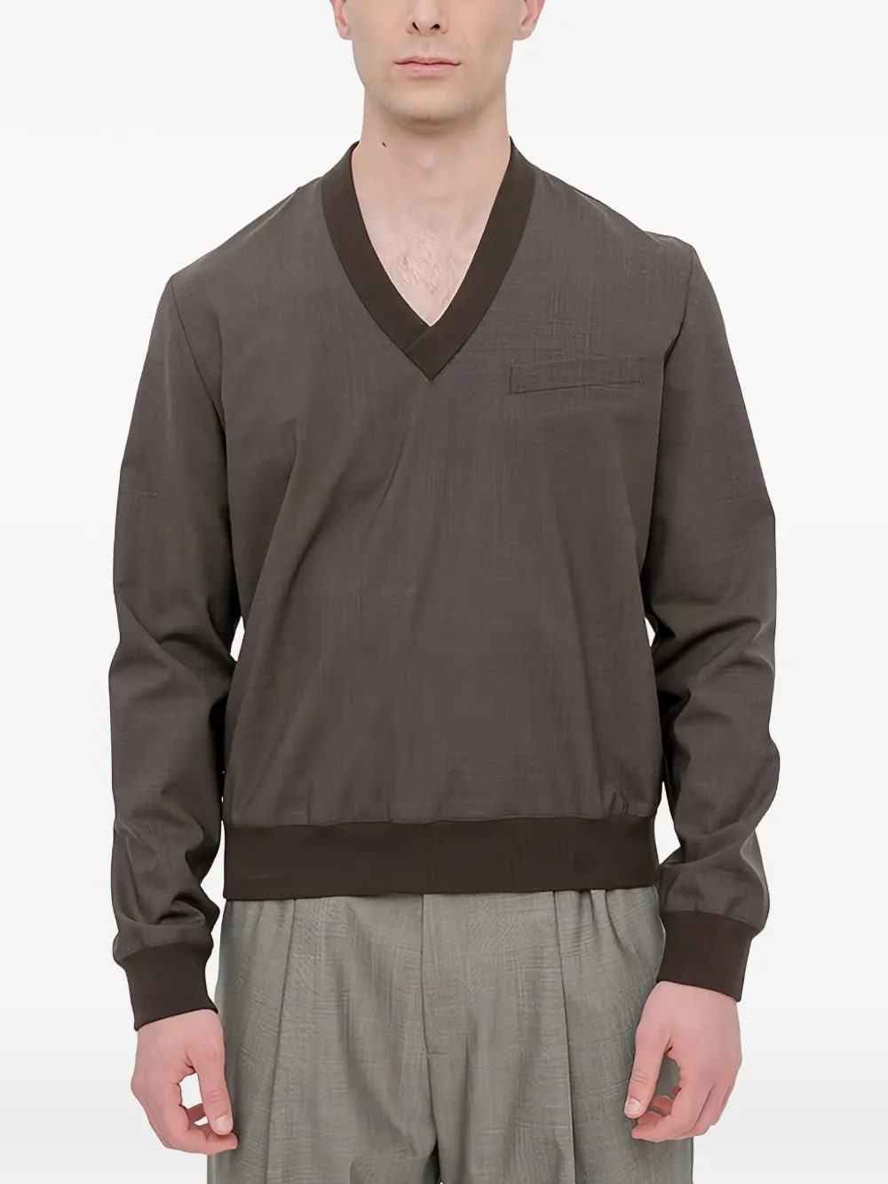 MM6 Maison Margiela v-neck long-sleeve t-shirt - Braun