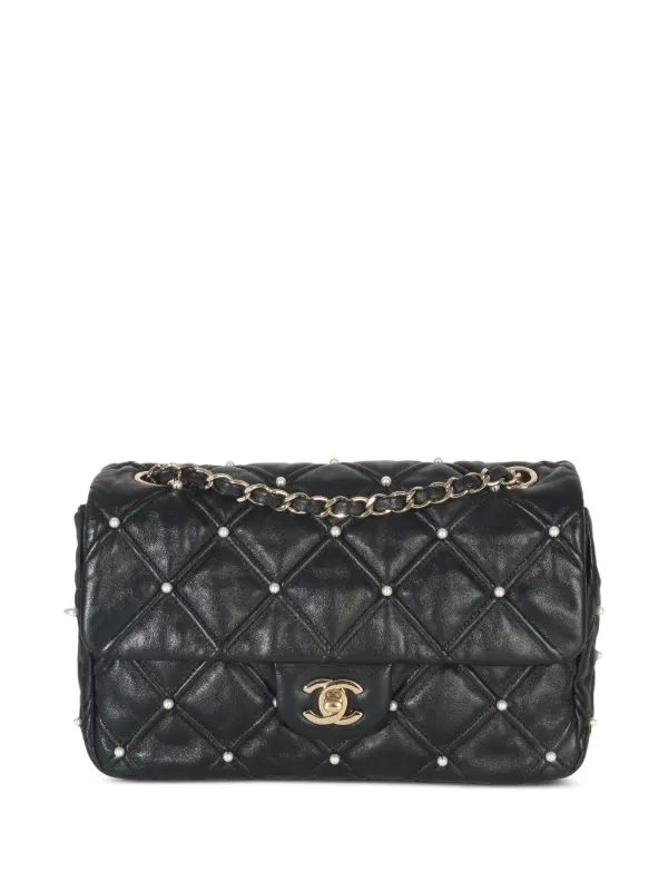 Chanel Pre-owned 2019 Medium CC Flap Studded Shoulder Bag in Black