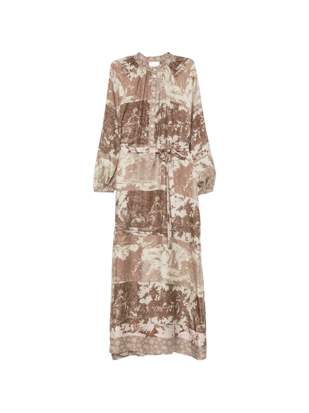 Pierre-Louis Mascia Aloe long-sleeves midi dress - Marrone
