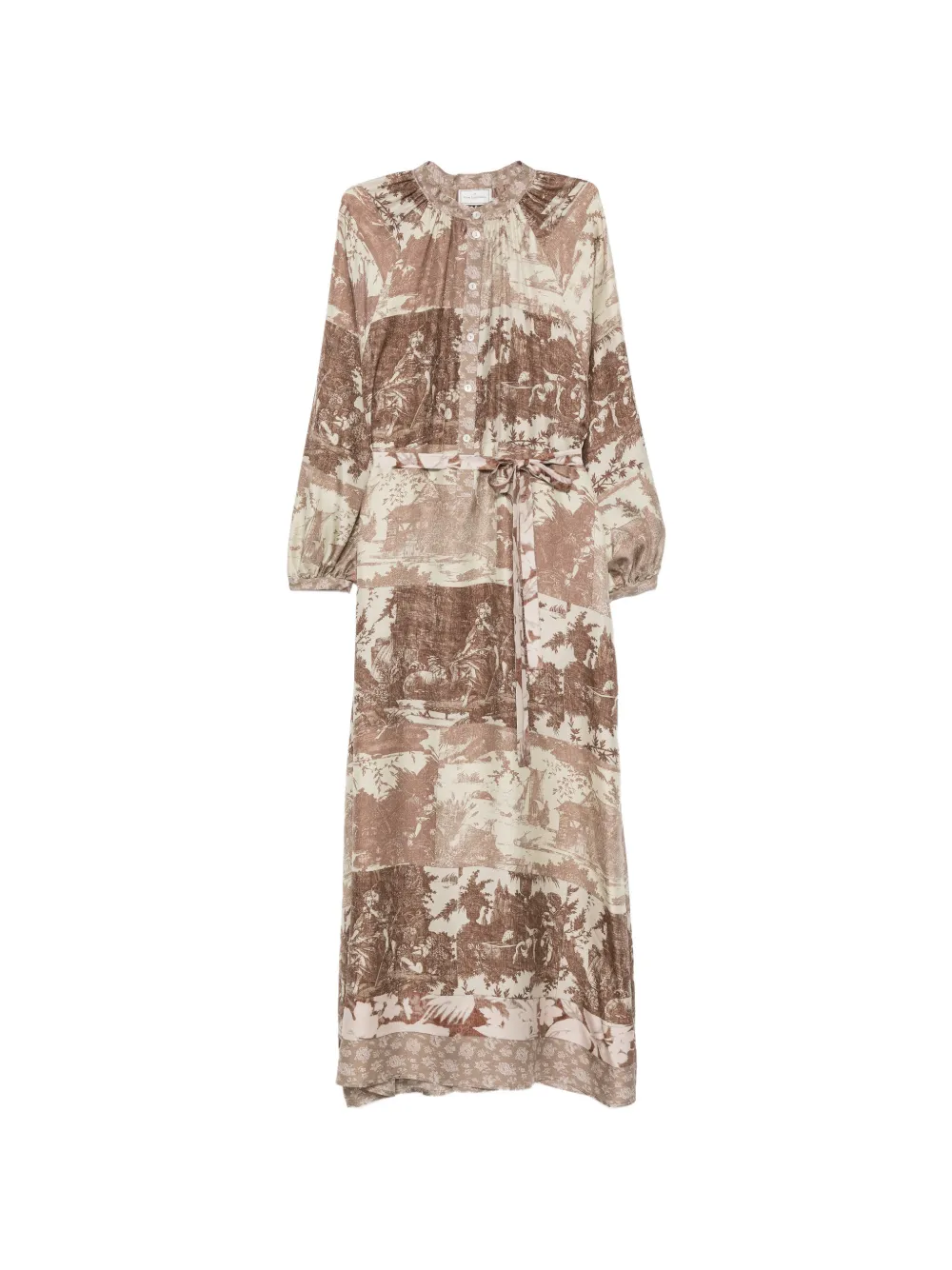 Pierre-Louis Mascia Aloe long-sleeves midi dress - Marrone