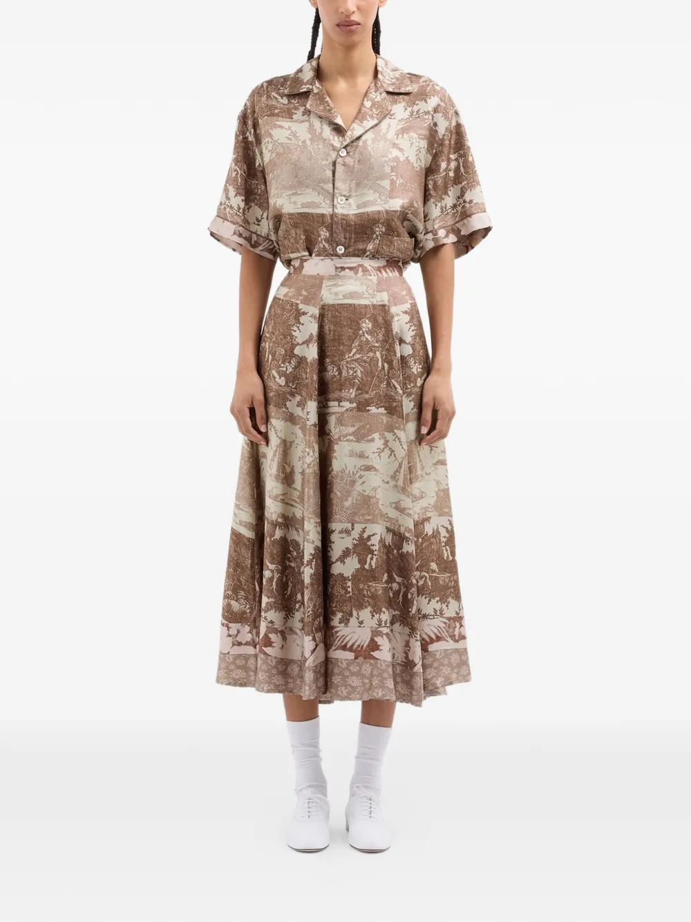  Pierre-louis Mascia Aloe A-line Midi Skirt - Brown 