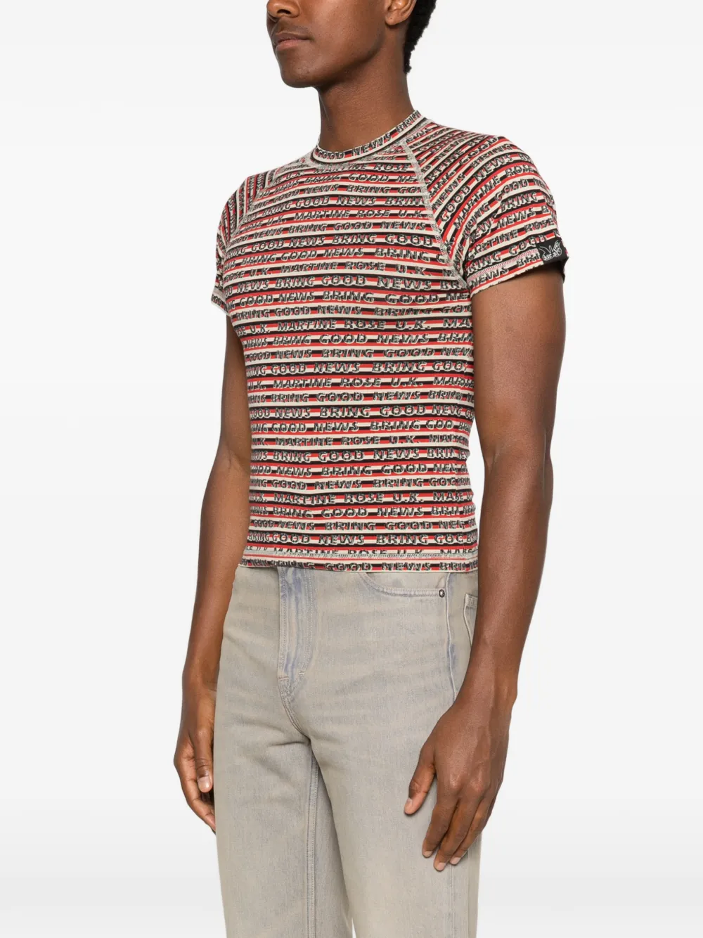 Martine Rose Gekrompen T-shirt met raglan mouwen Rood