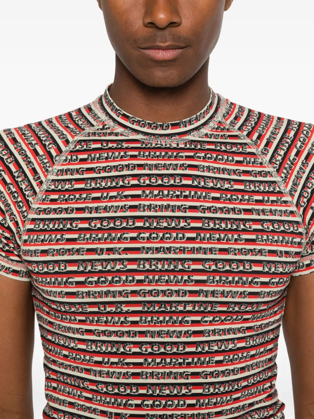 Martine Rose raglan-sleeve Shrunken T-shirt | Red | FARFETCH ZA