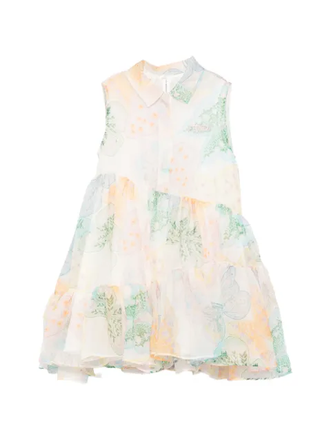 Fendi Kids tiered butterfly-print dress