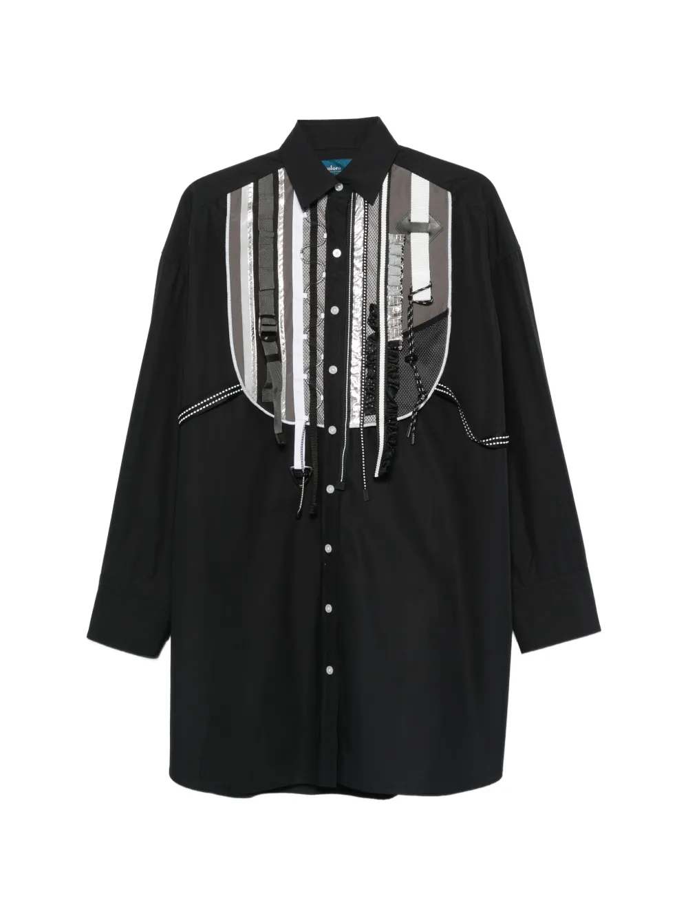 Kolor panelled long-sleeve shirt - Nero