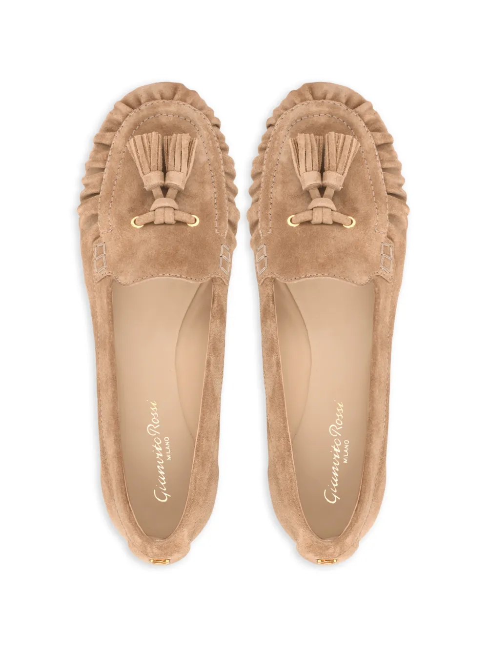 Gianvito Rossi THèA suède loafers met kwastjes Bruin