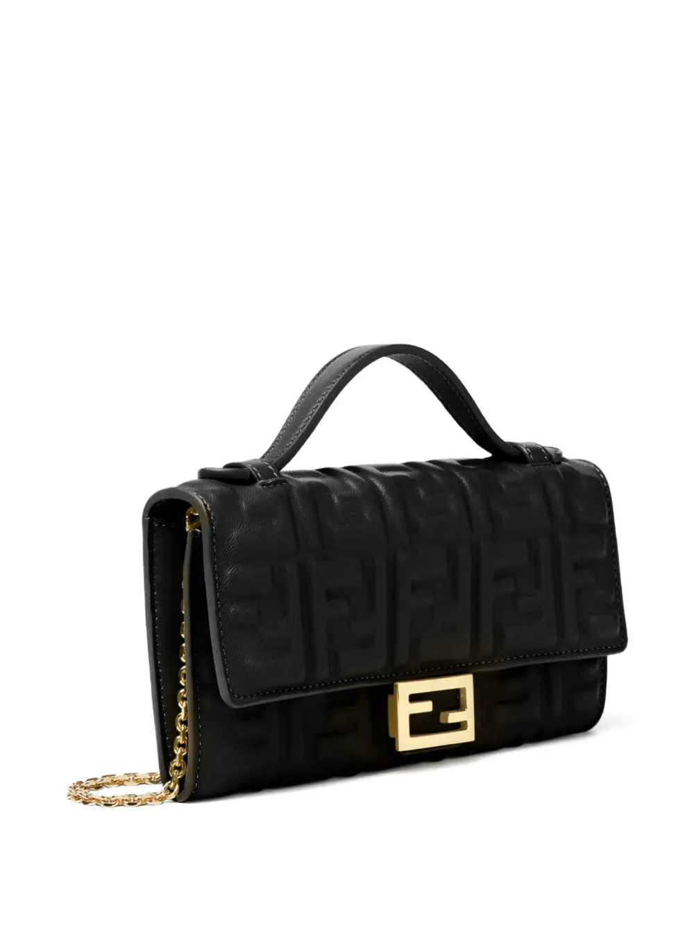  Fendi Embossed Handle Wallet - Black 
