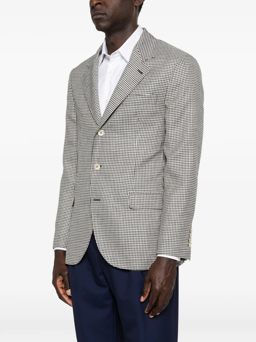 Brunello Cucinelli Blazer met pied-de-poule print Zwart