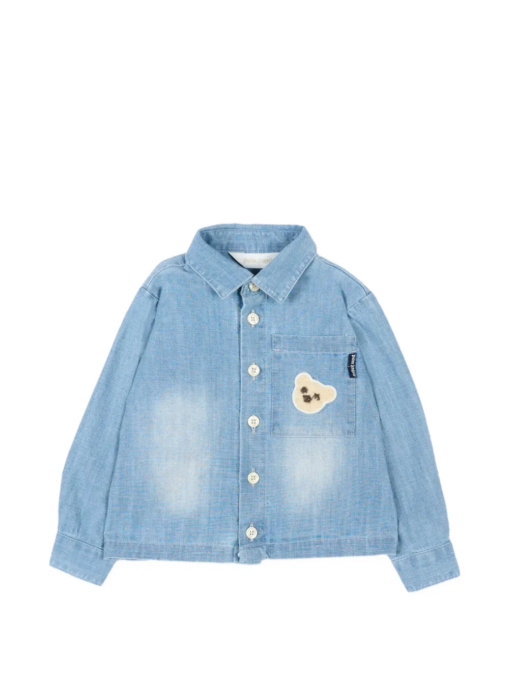 Palm Angels Kids bear-appliqué long-sleeves shirt - Blu
