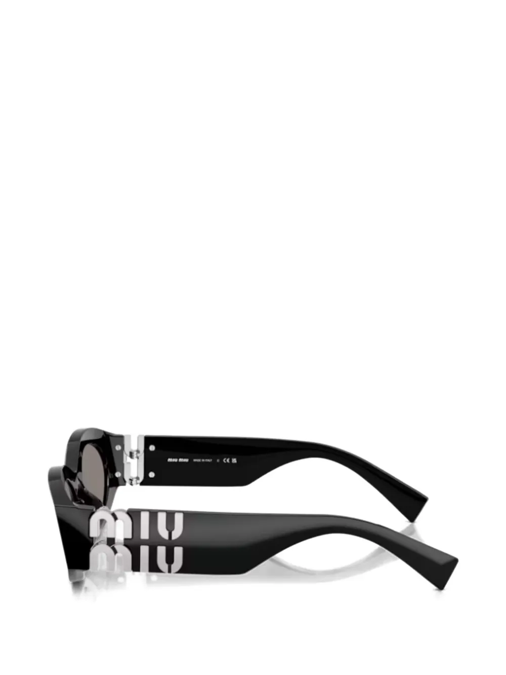 Miu Miu Eyewear Logo Oval-frame Sunglasses - Black 
