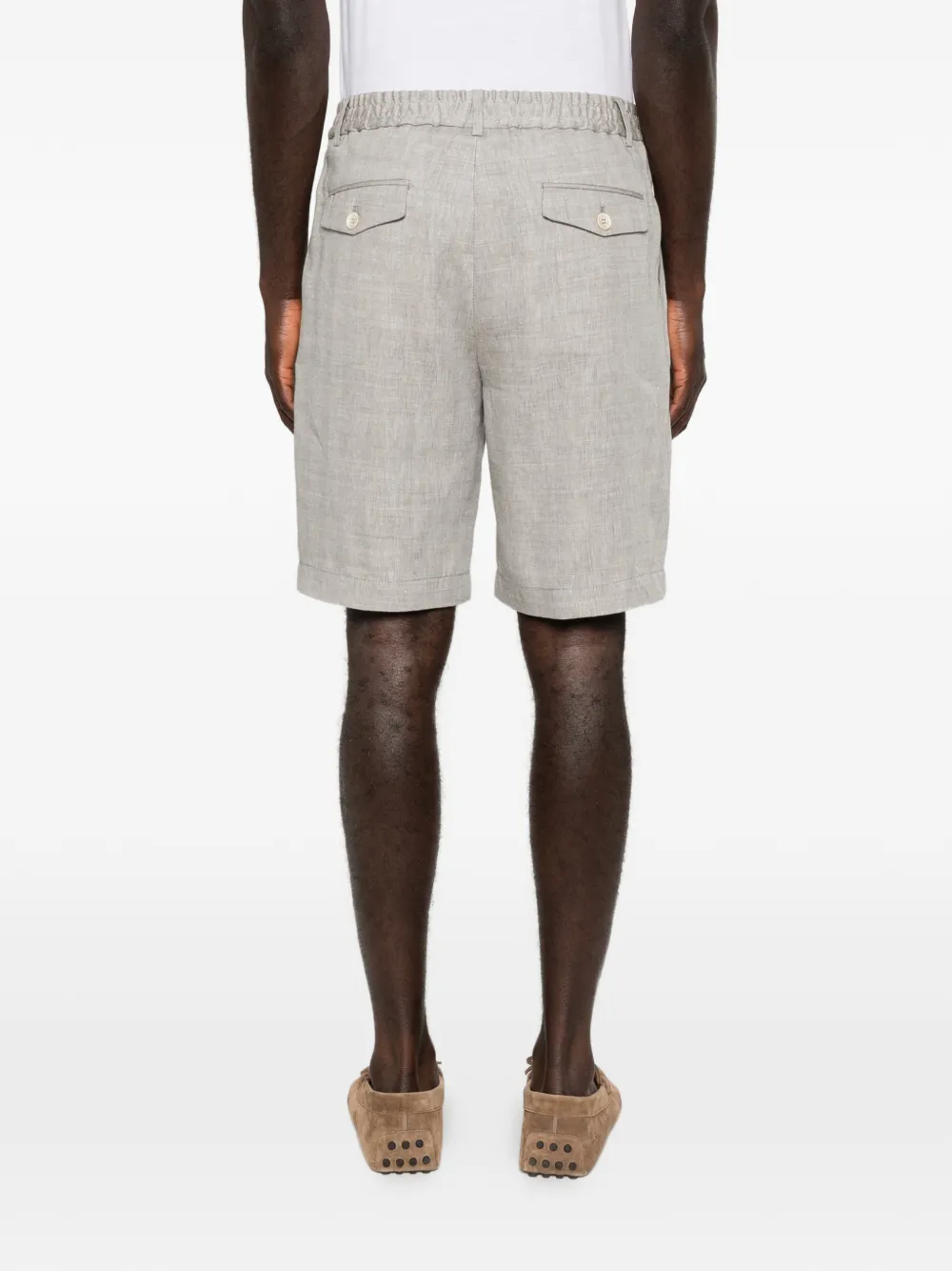 Brunello Cucinelli Shorts met visgraatpatroon en plooien Grijs